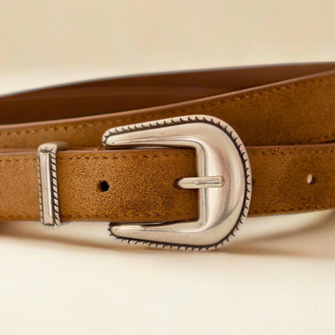 Western Belt - Cognac Suede