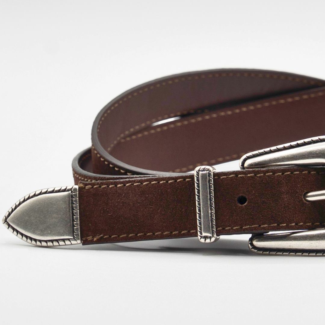 Western Belt - Chocolate Suede
