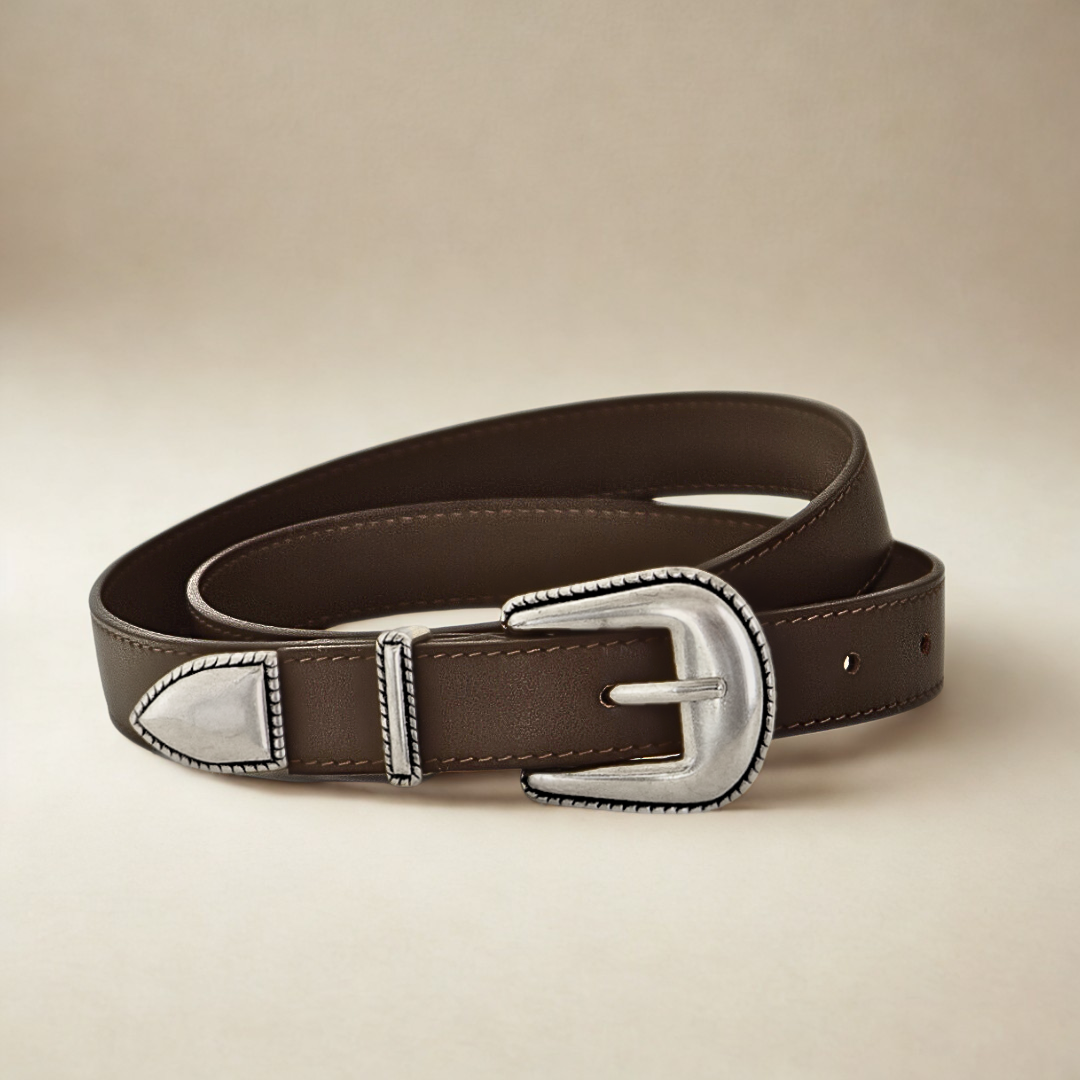 Western Belt - Dark Brown Calf Leather