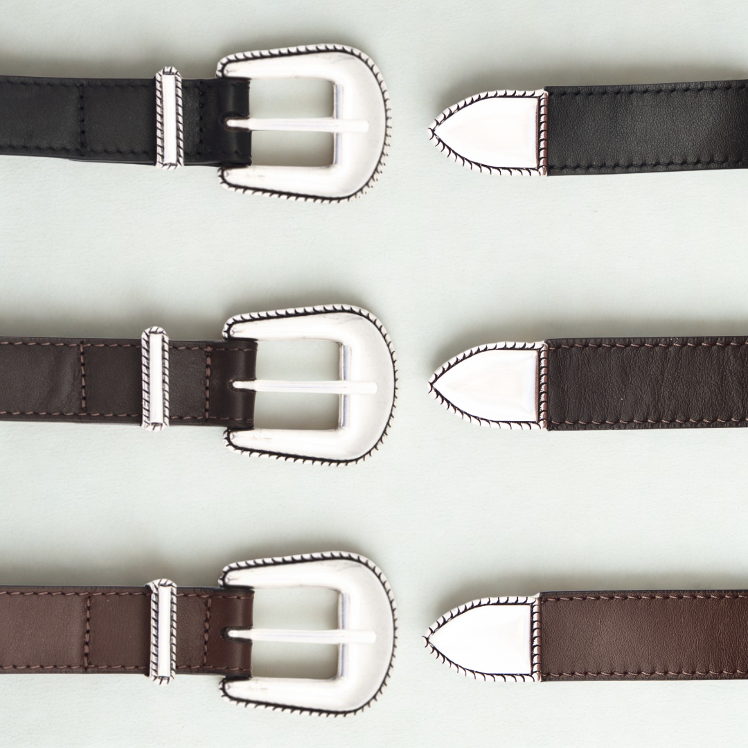 Western Belt - Black Calf Leather