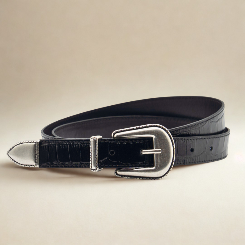 Western Belt - Black Crocco