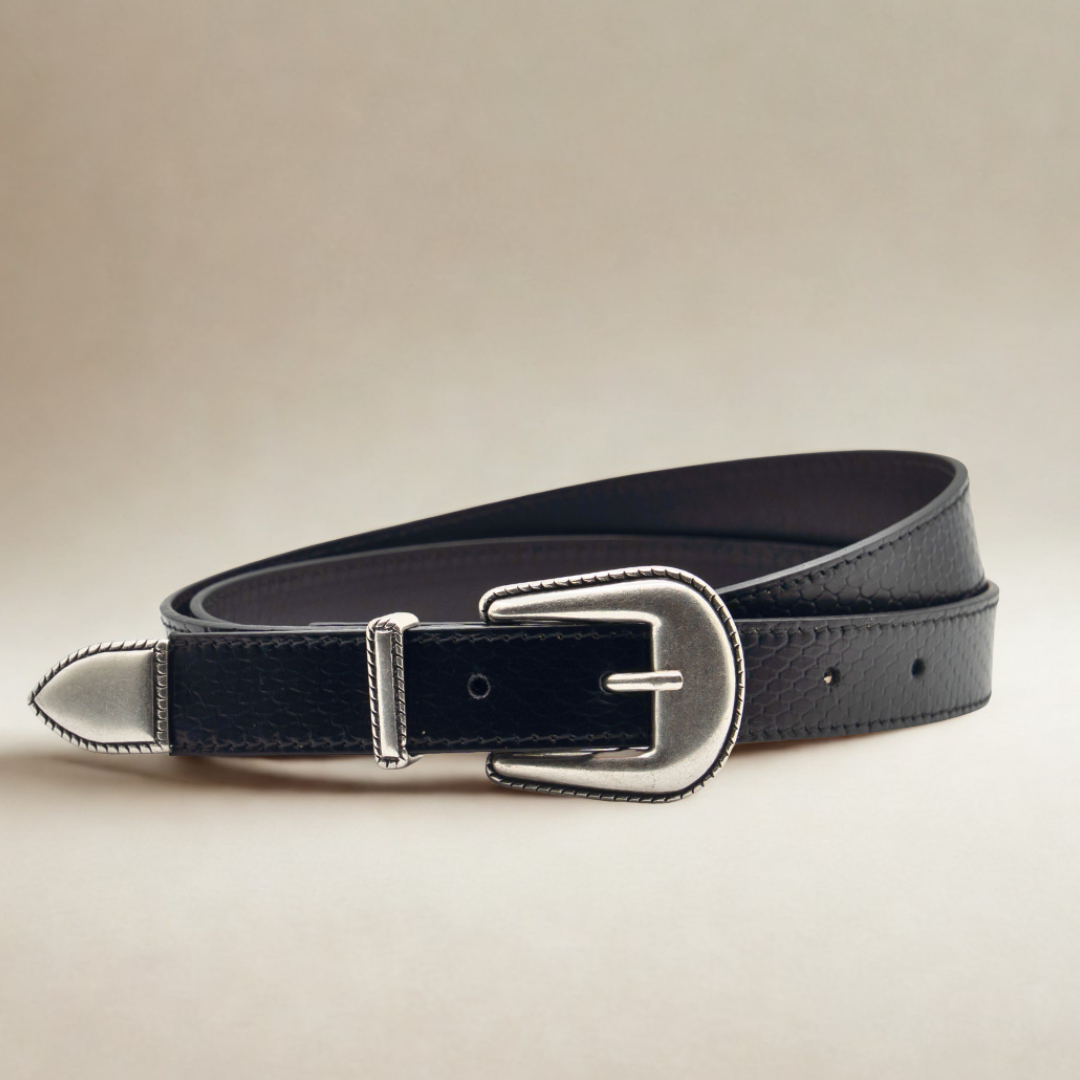 Western Belt - Black Snakeskin