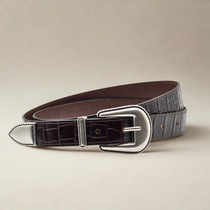 Western Belt - Dark Brown Crocco