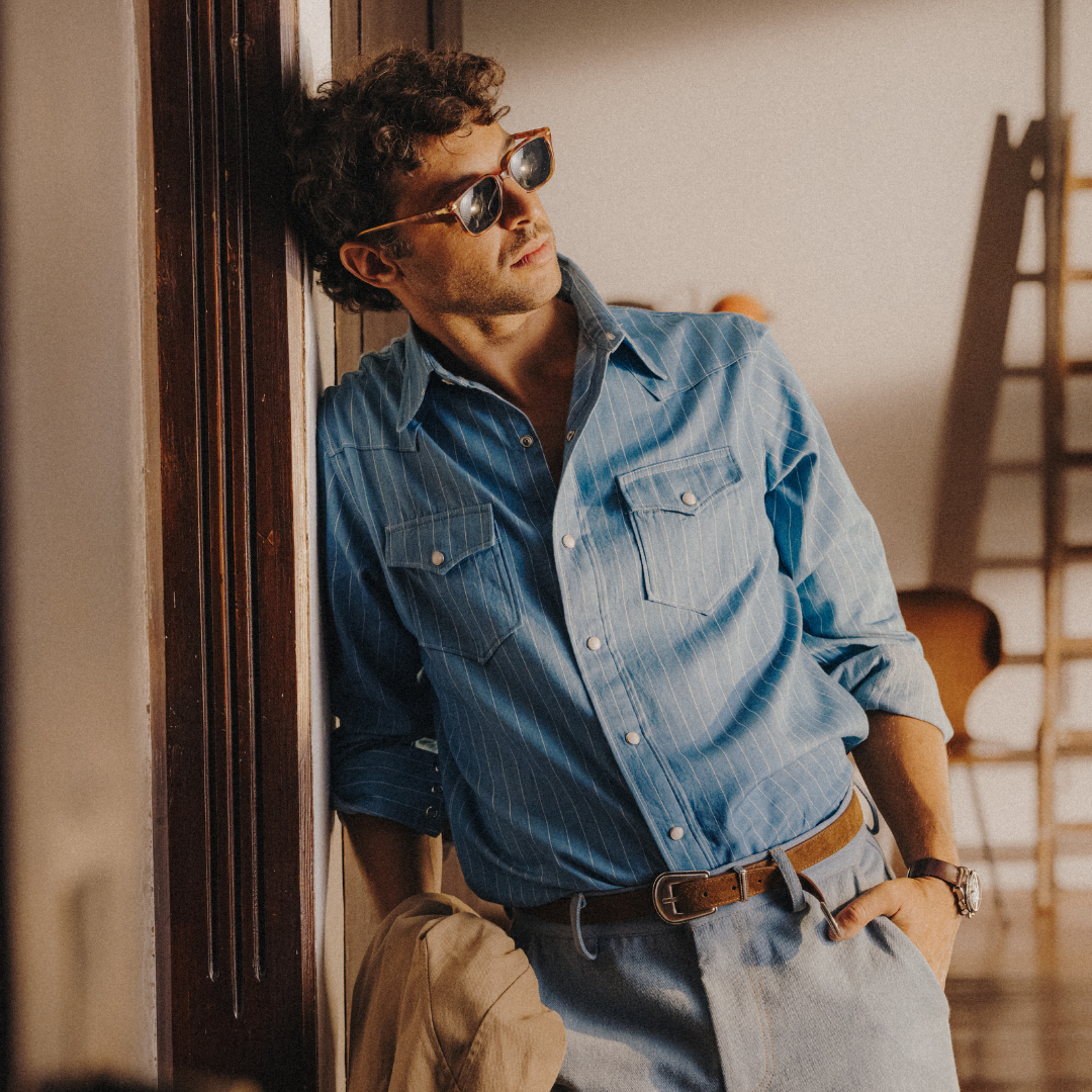 Western Belt - Cognac Suede