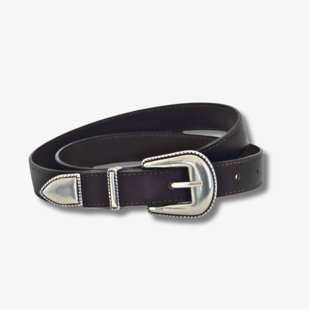 Western Belt - Dark Brown Calf Leather