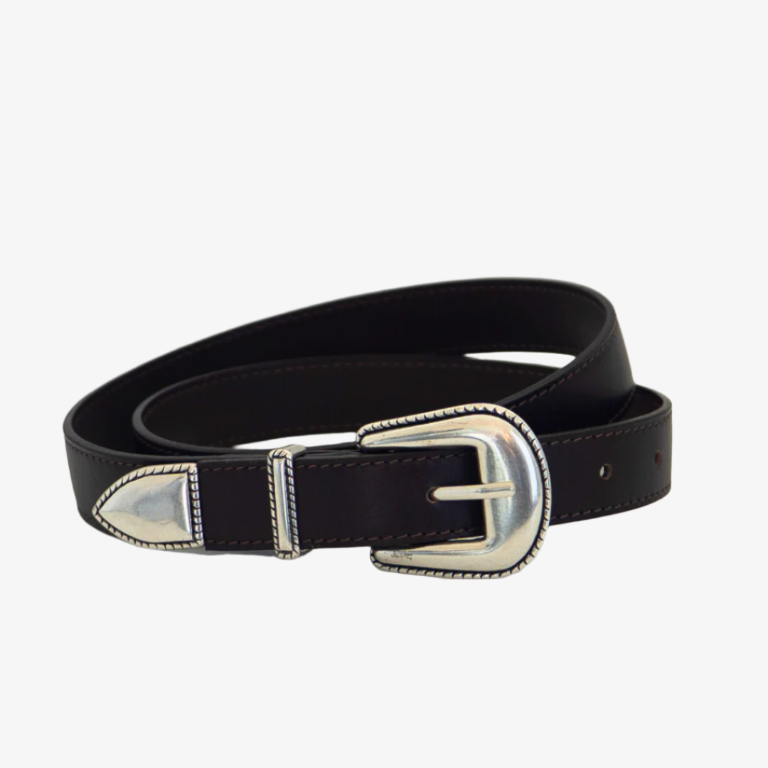 Western Belt - Dark Brown Calf Leather