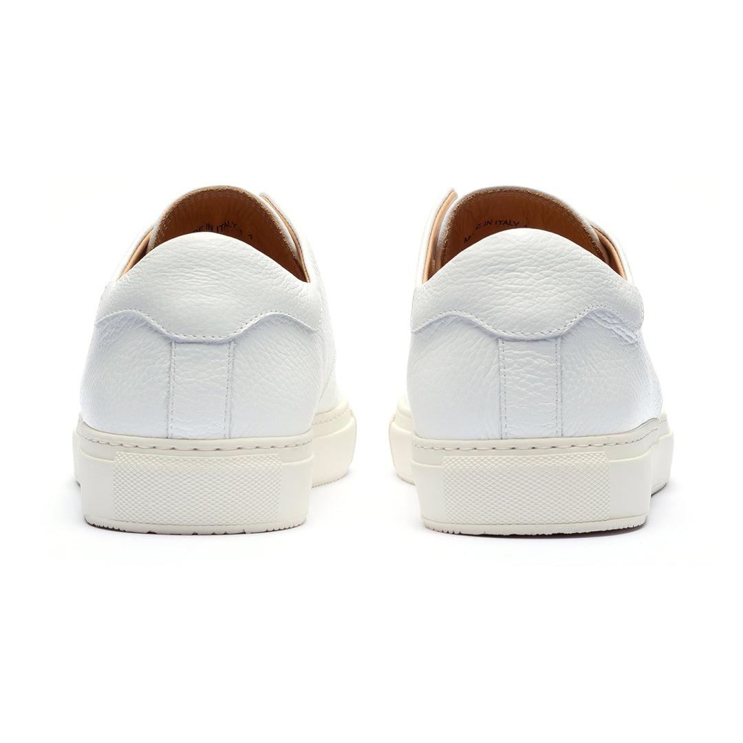 Men's Pebbled White Leather Pitti Sneaker