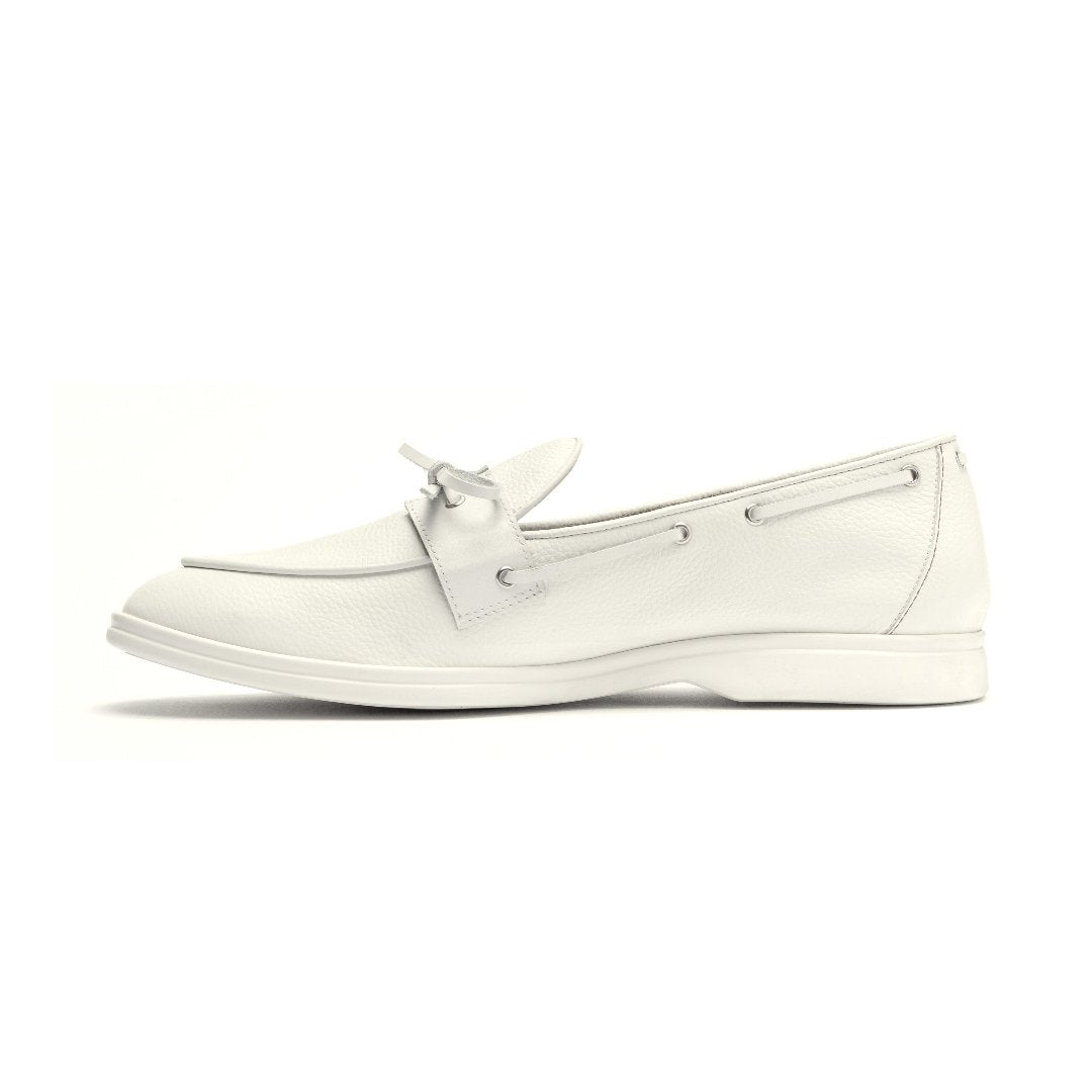 Women's White Pebbled Leather Barca Yacht Loafer