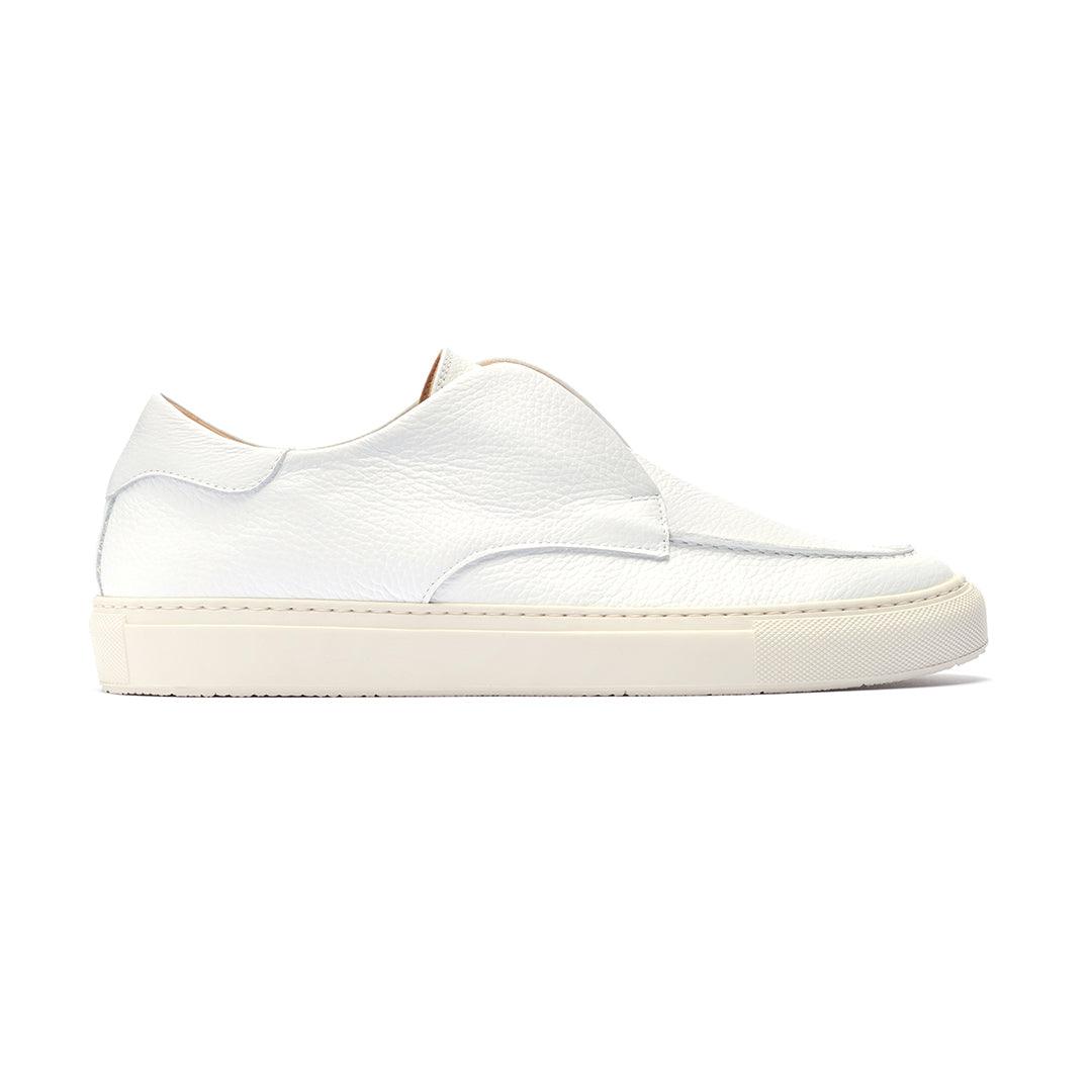 Men's Pebbled White Leather Pitti Sneaker