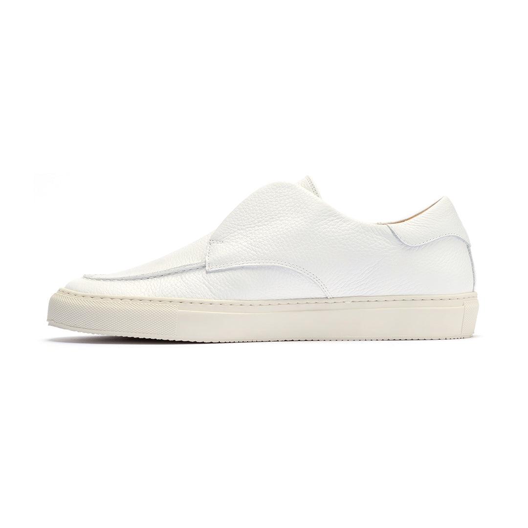 Men's Pebbled White Leather Pitti Sneaker