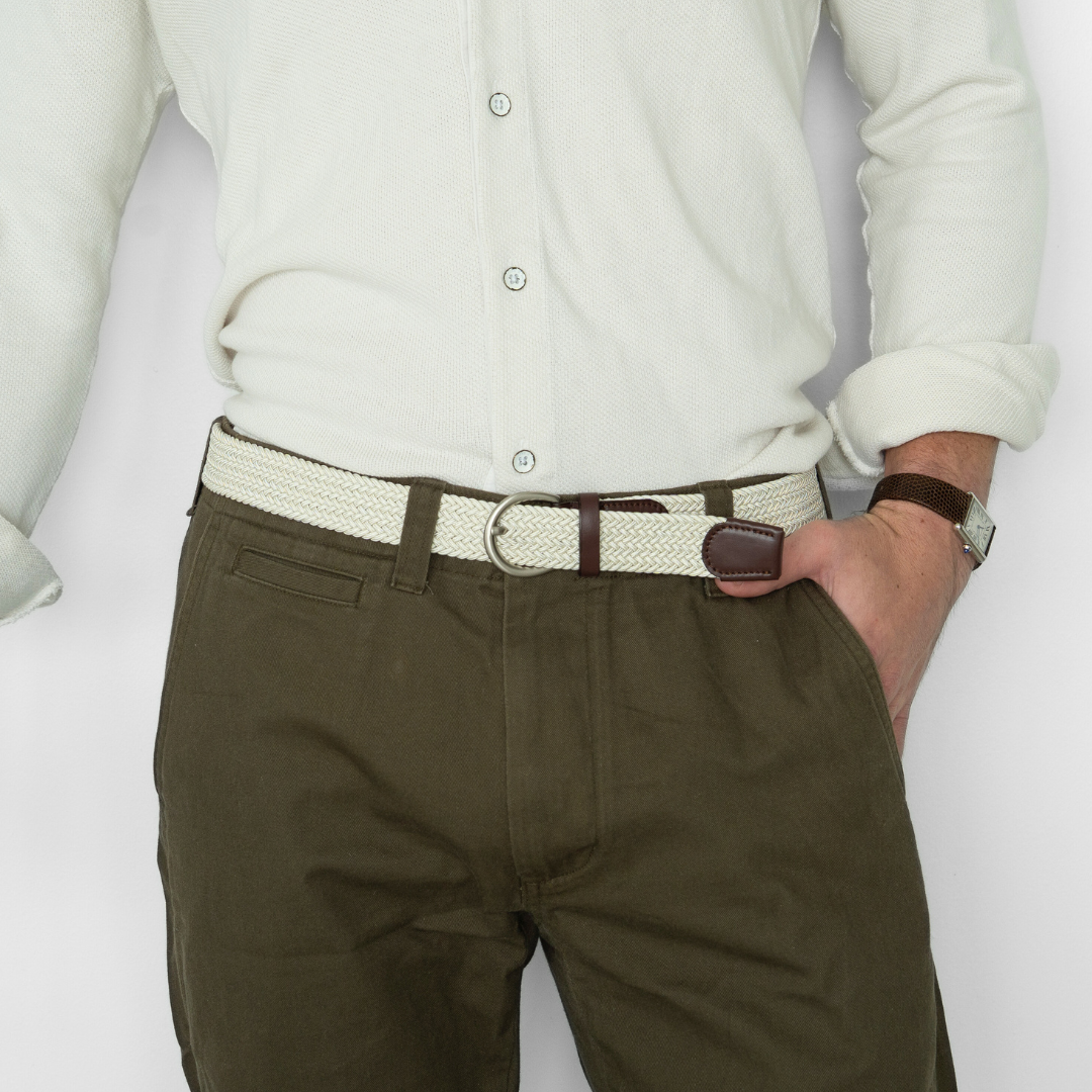 Elastic Braided Belt - Vintage Panna