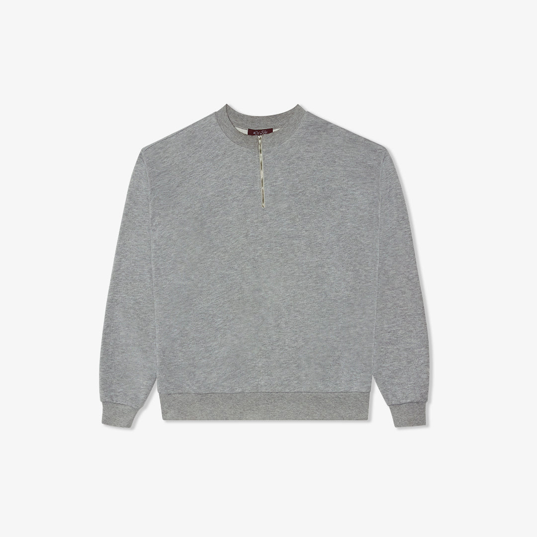 Vintage Zip Crewneck Sweatshirt - Heather Grey