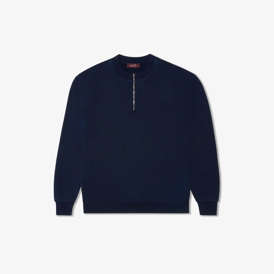 Vintage Zip Crewneck Sweatshirt - Navy