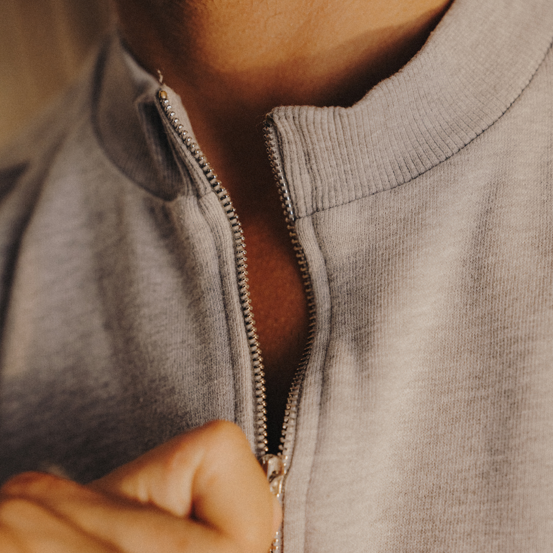 Men's Vintage Zip Crewneck Sweatshirt - Heather Grey