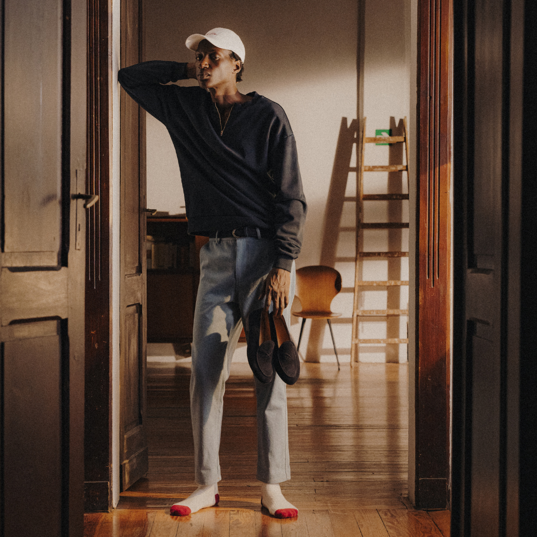 Men's Vintage Zip Crewneck Sweatshirt - Navy