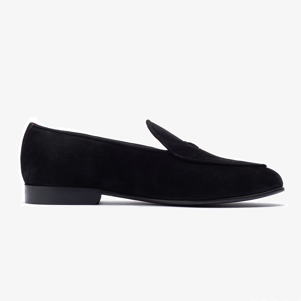 Suede Loafers with Leather Straps Design