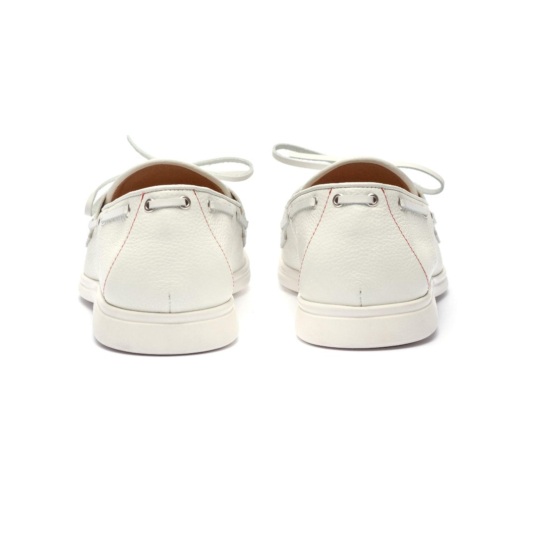 Women's White Pebbled Leather Barca Yacht Loafer
