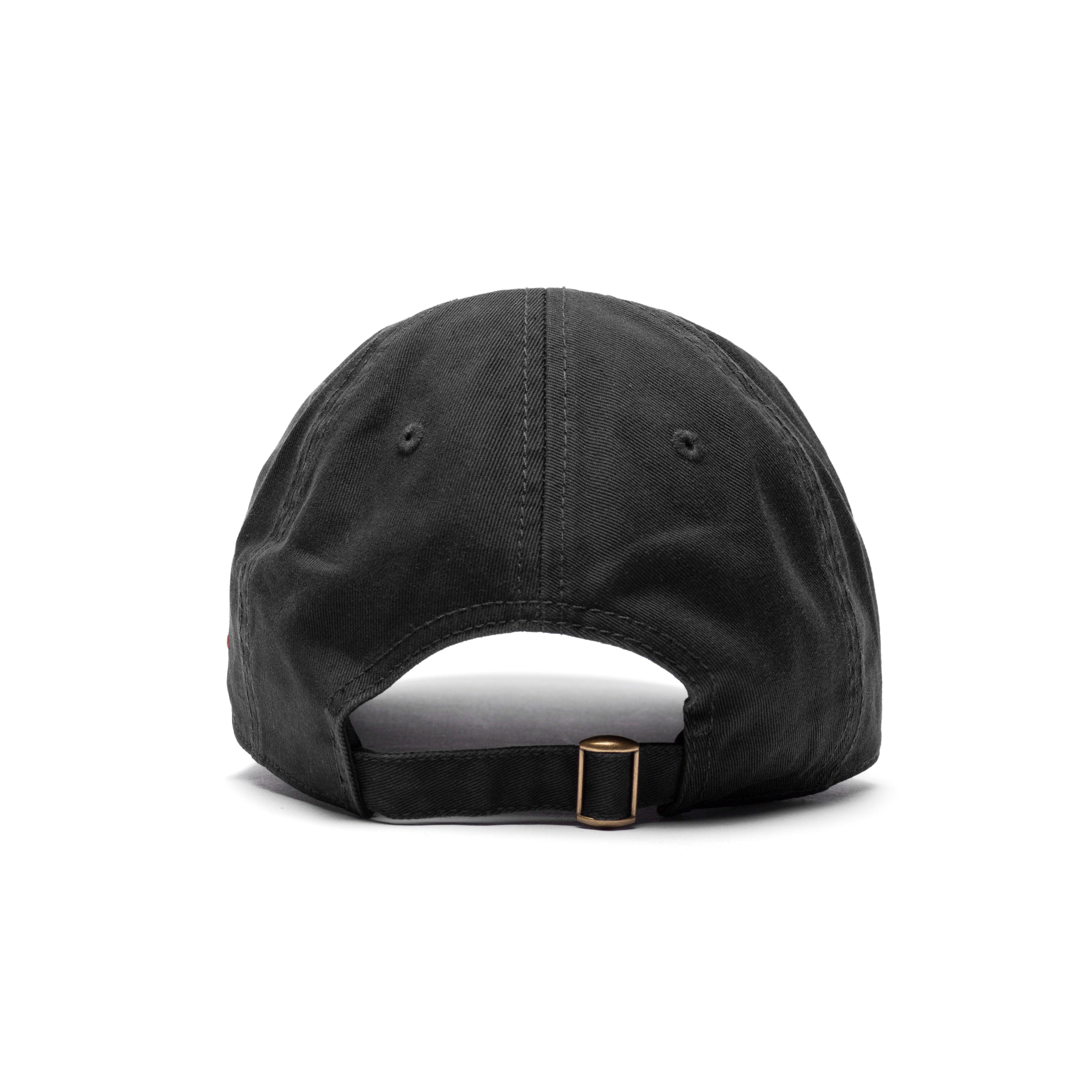 Embroidered Side Stripe Dad Hat - Black