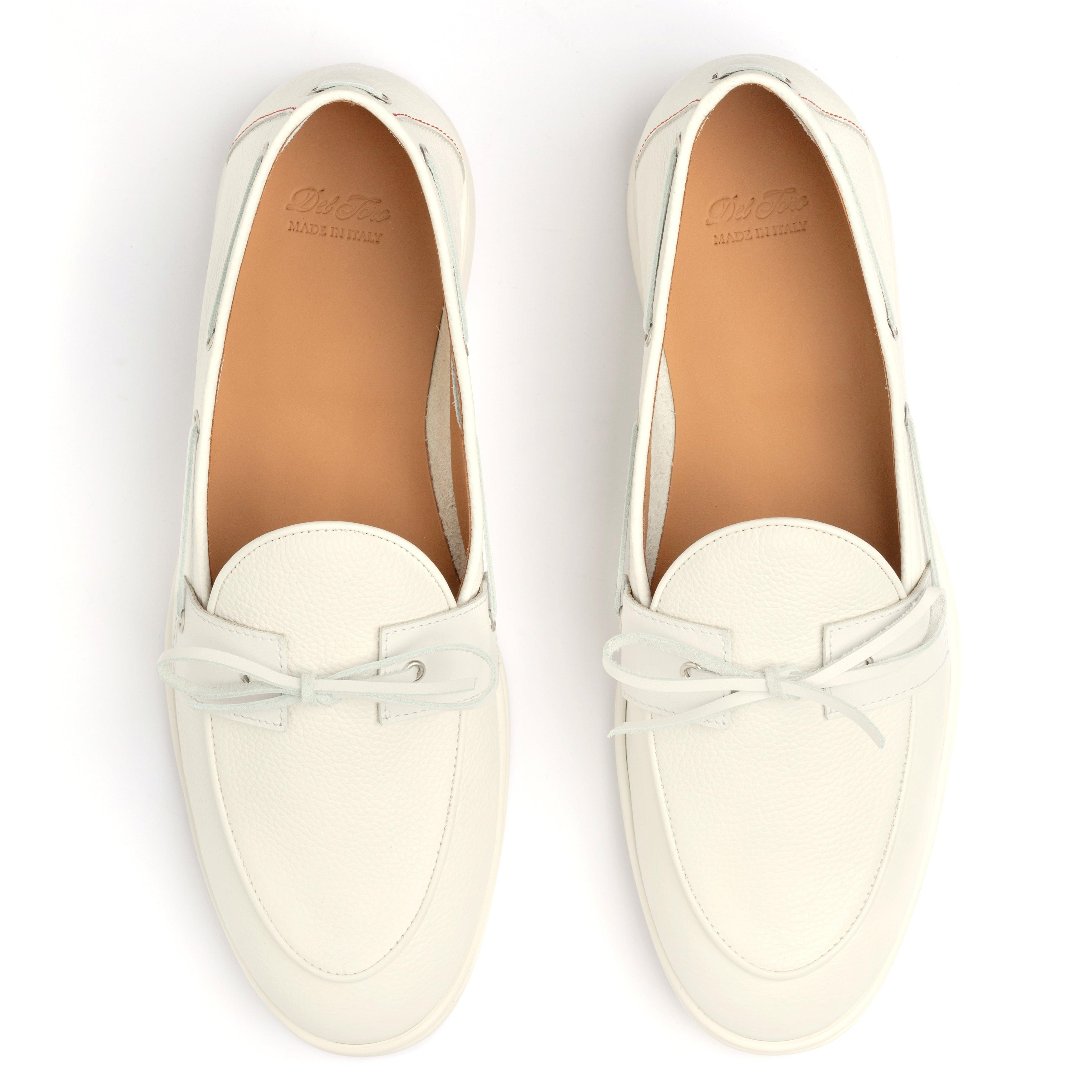 Women's White Pebbled Leather Barca Yacht Loafer