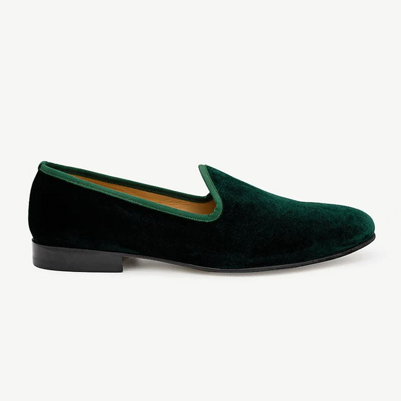 Green velvet loafers on sale