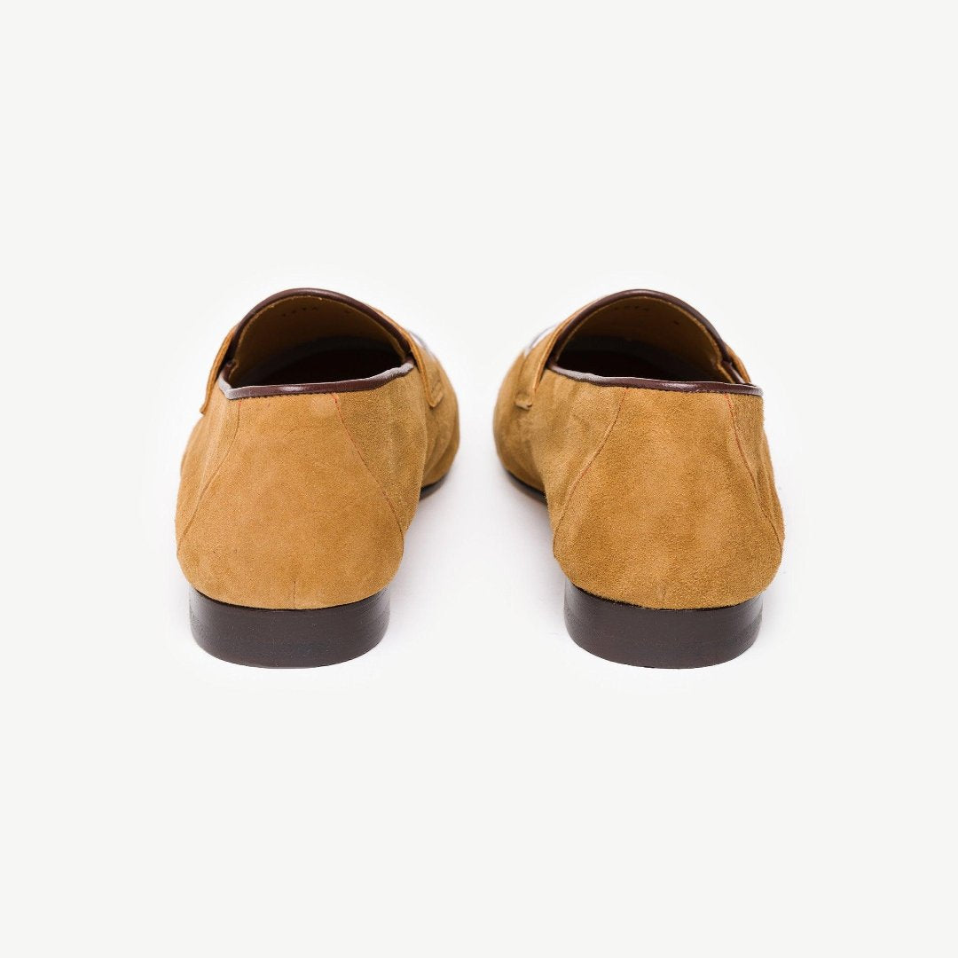 Men's Tan Suede & White Linen Centesimo- 2nd