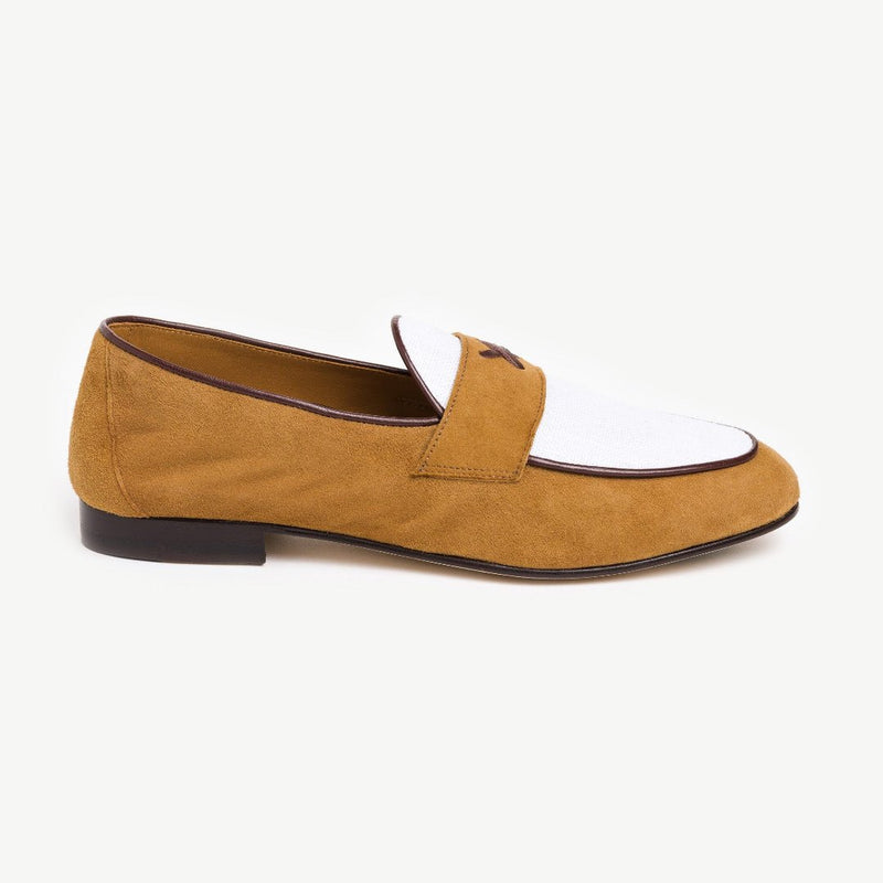 Men's Tan Suede & White Linen Centesimo- 2nd