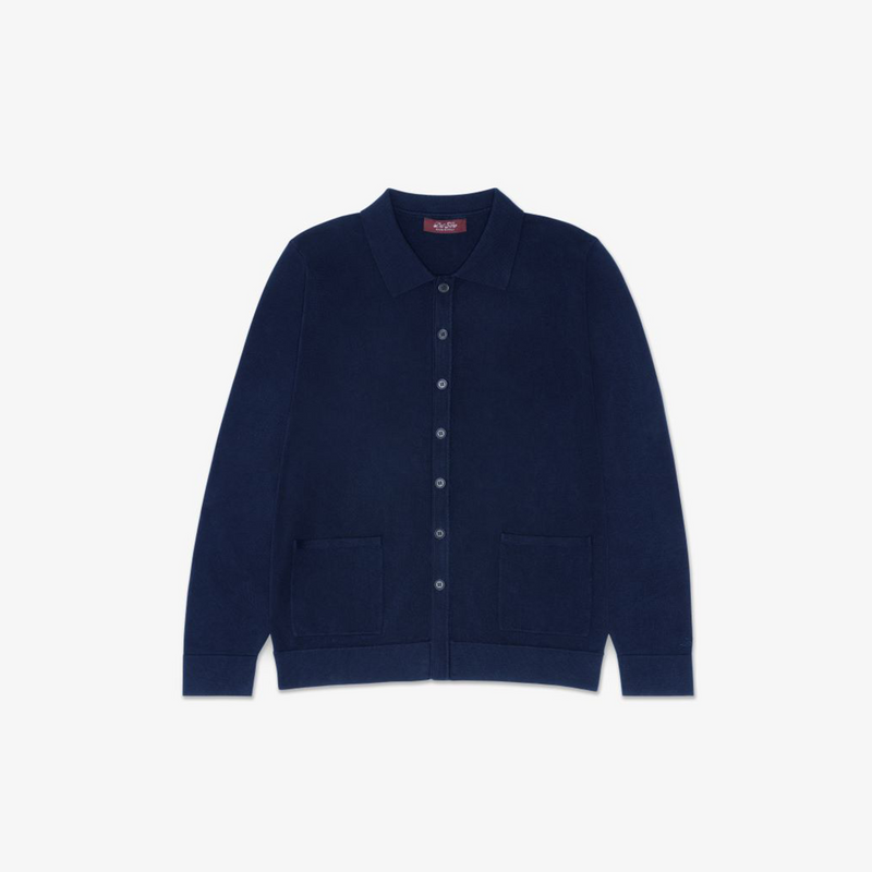 Men's Vintage Polo Cardigan - Navy