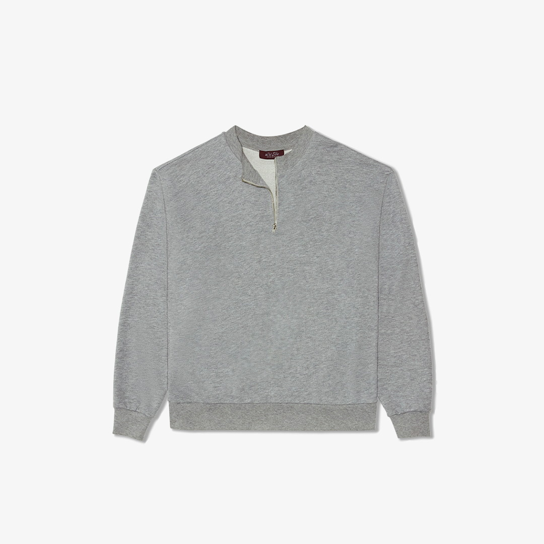 Men's Vintage Zip Crewneck Sweatshirt - Heather Grey