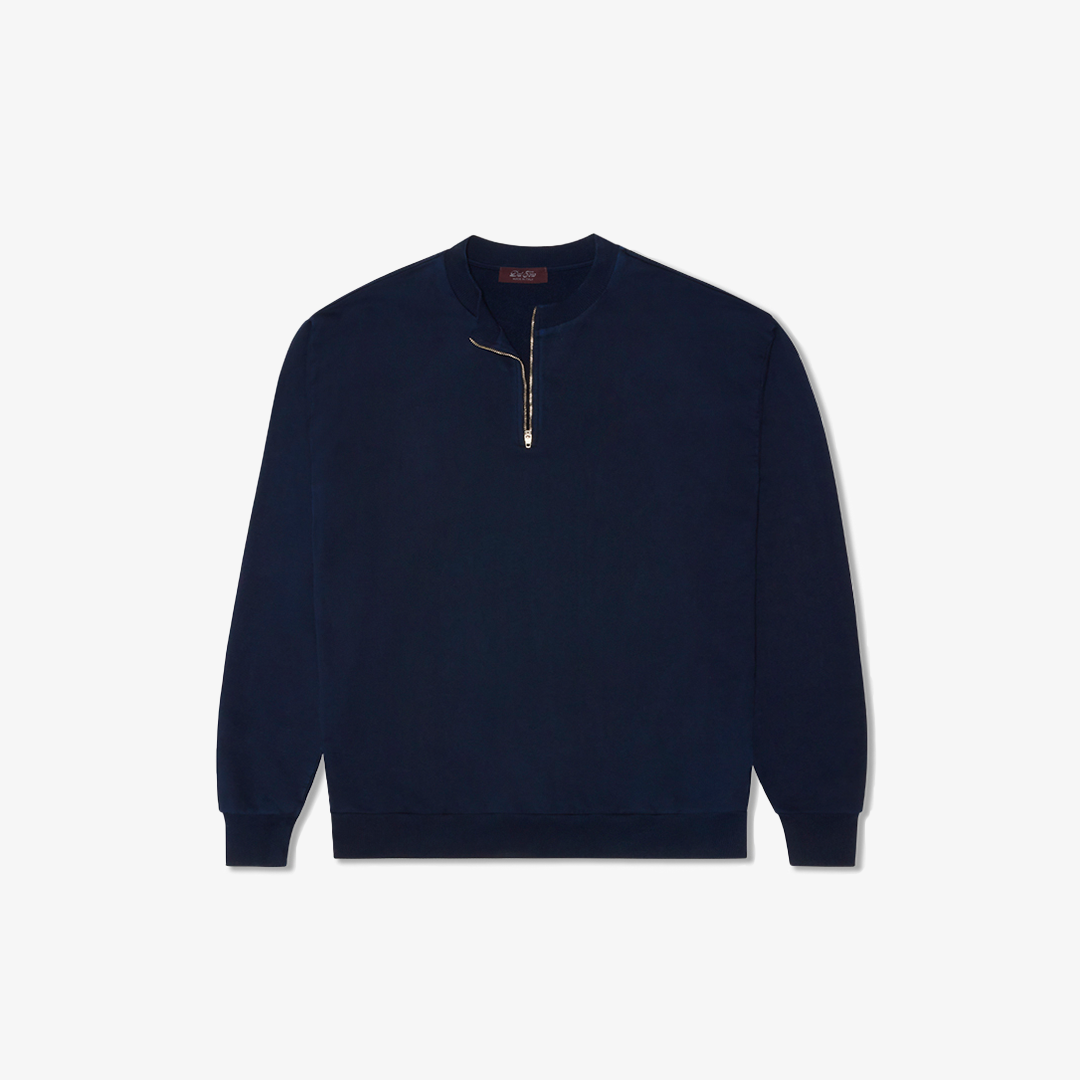 Men's Vintage Zip Crewneck Sweatshirt - Navy