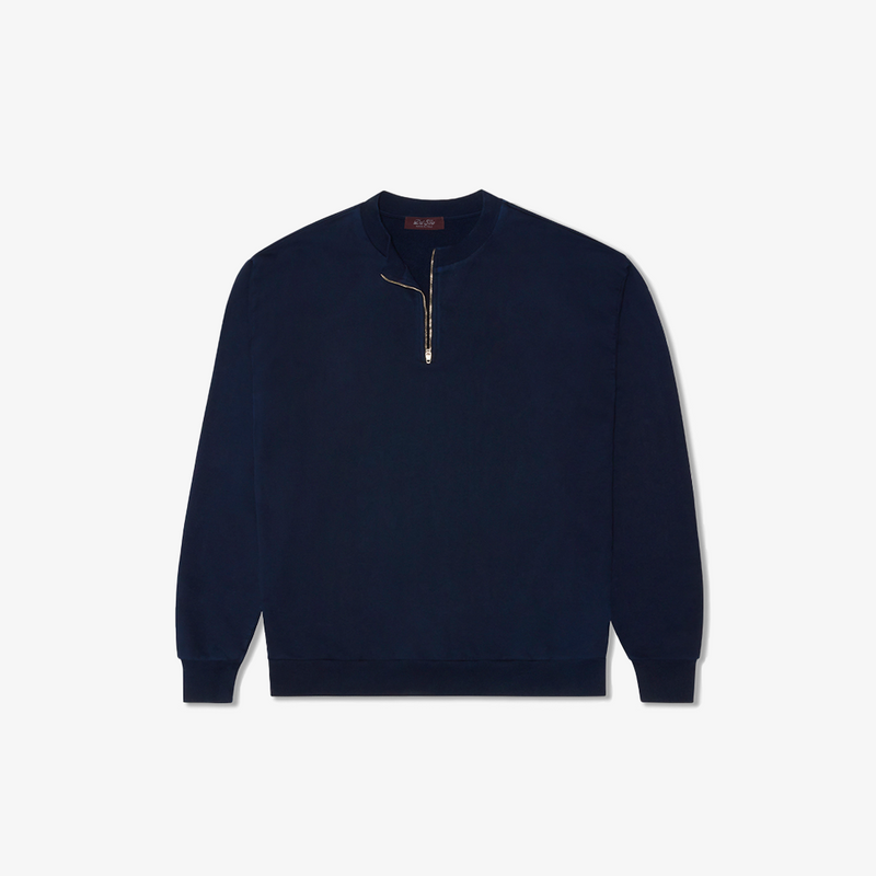 Vintage Zip Crewneck Sweatshirt Navy