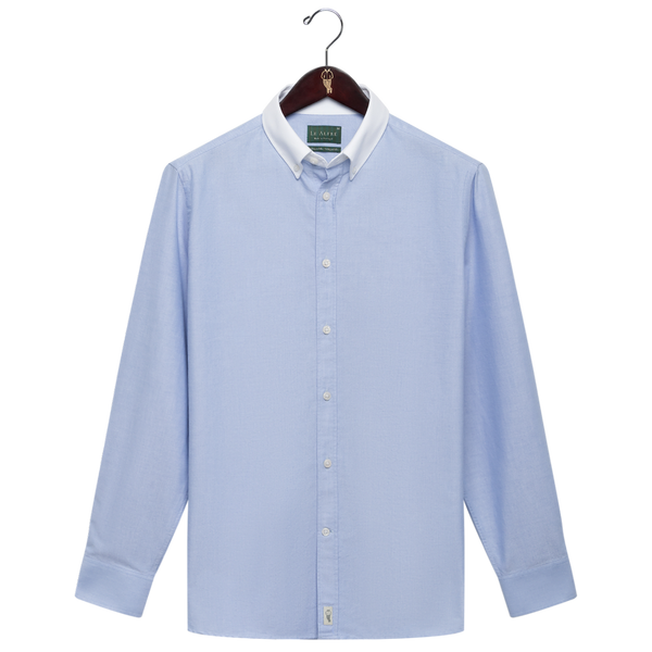 Le Alfré 'Le Original' Blue Contrast Oxford Shirt - S