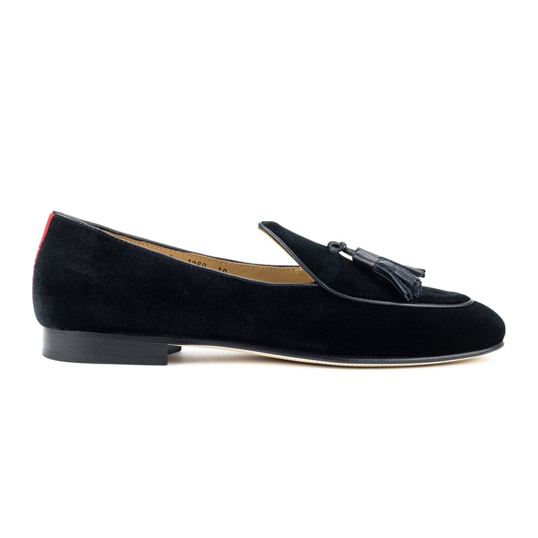Men's Black Velvet Italian Loafer with Black Tassel
