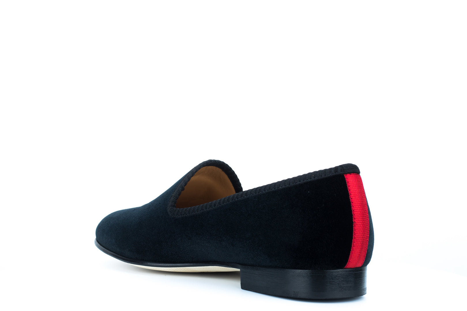 Men's Black Velvet Slipper with Skull & Bone