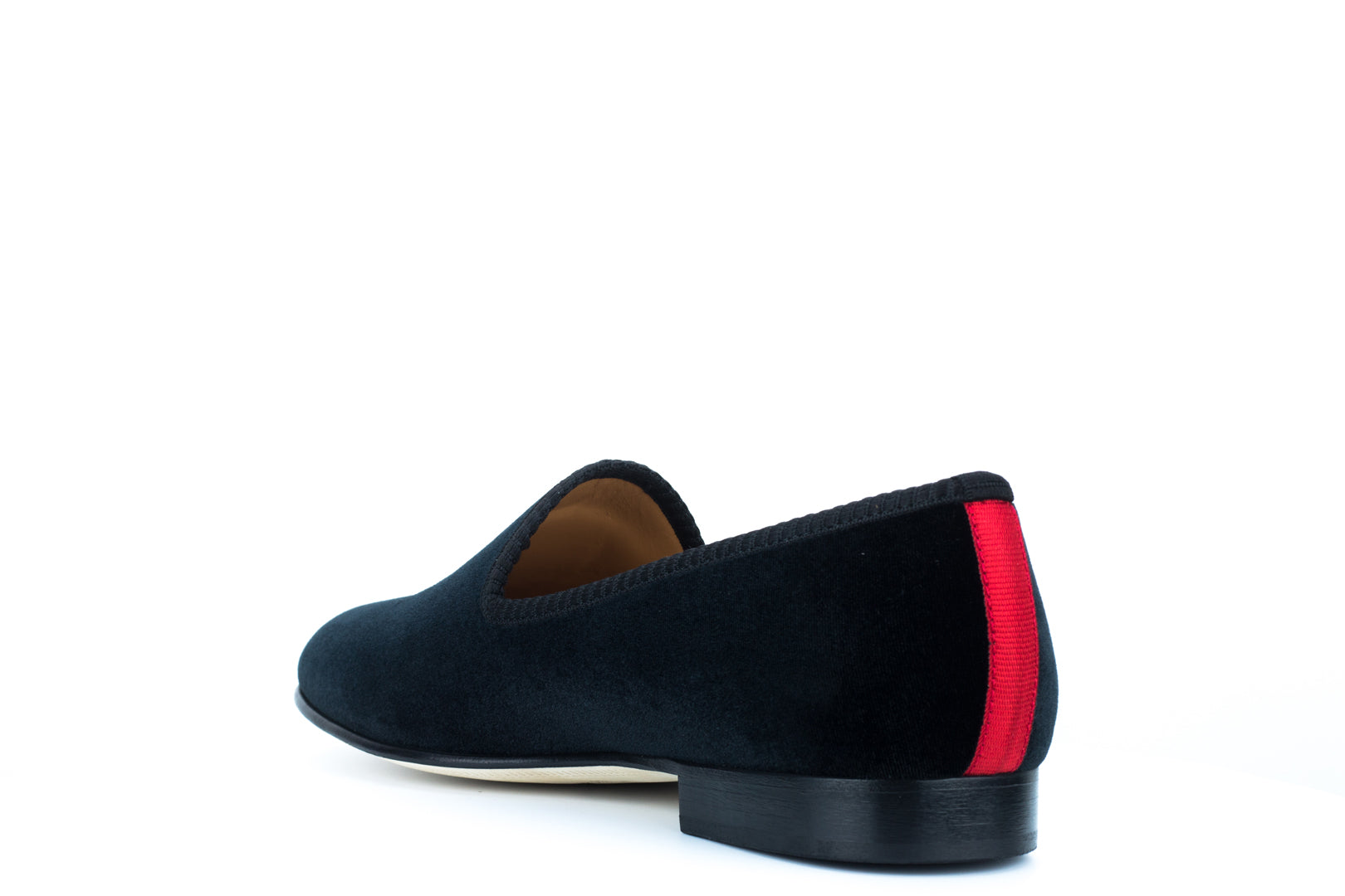 Men's Black Velvet Slipper with Skull & Bone