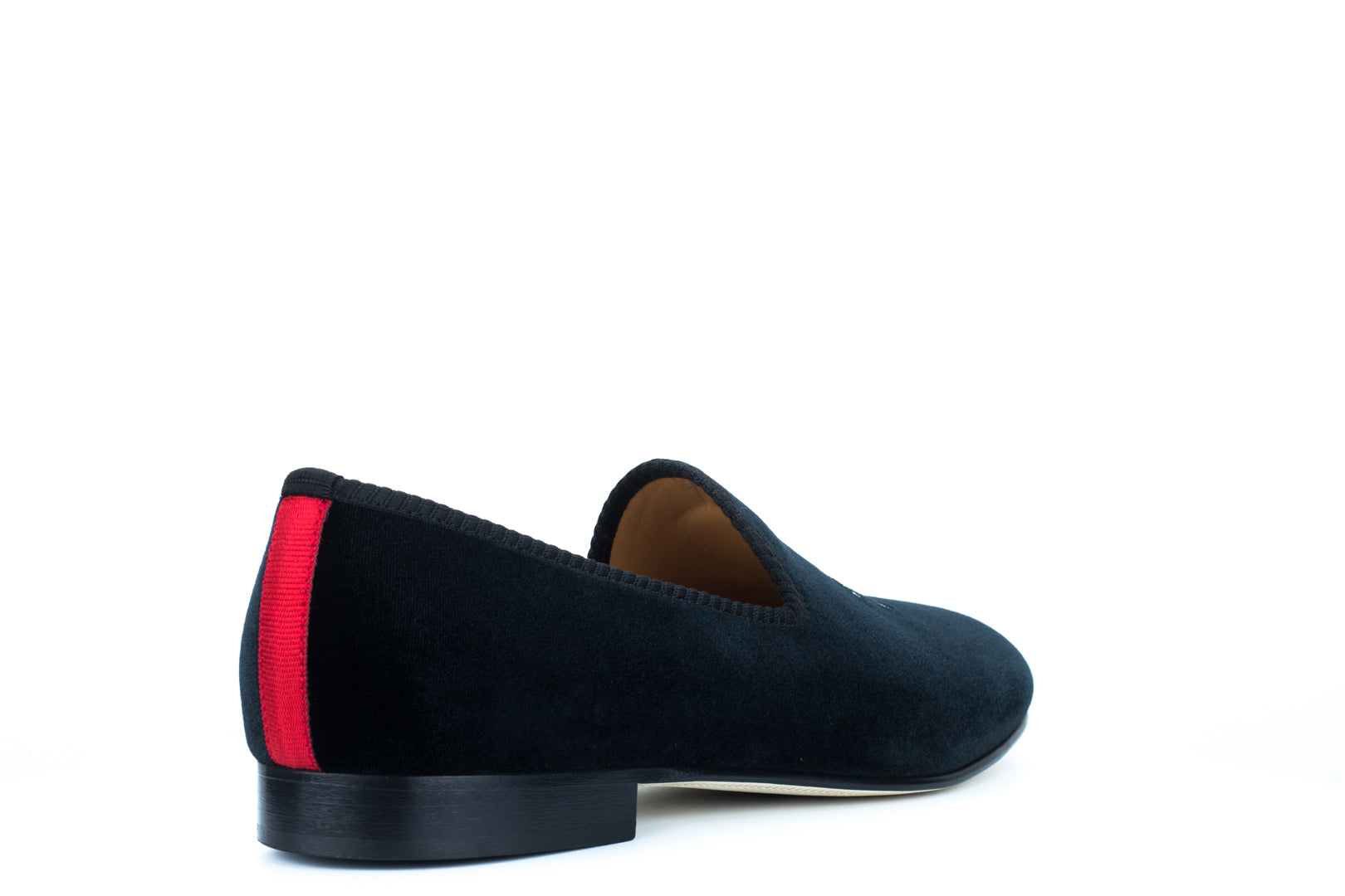 Men's Black Velvet Slipper with Skull & Bone