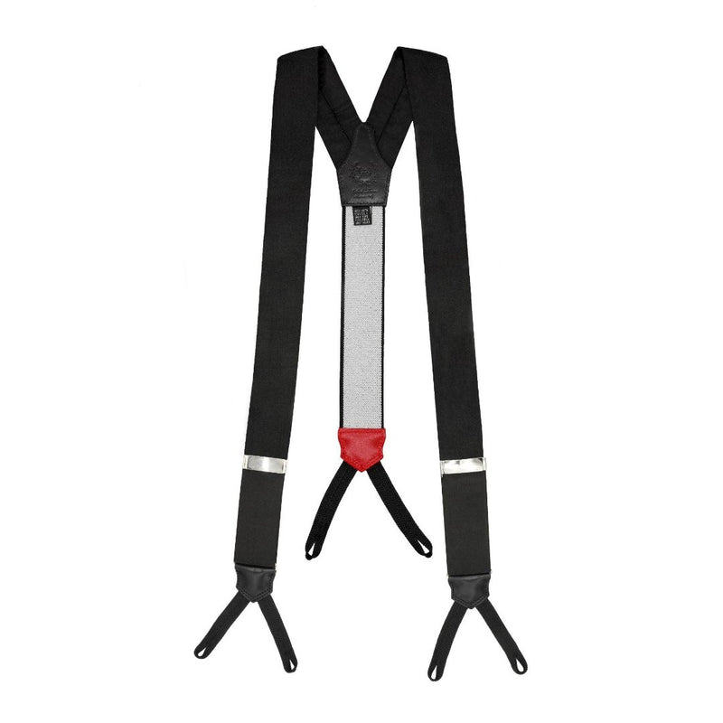 Black Silk and Leather Suspenders