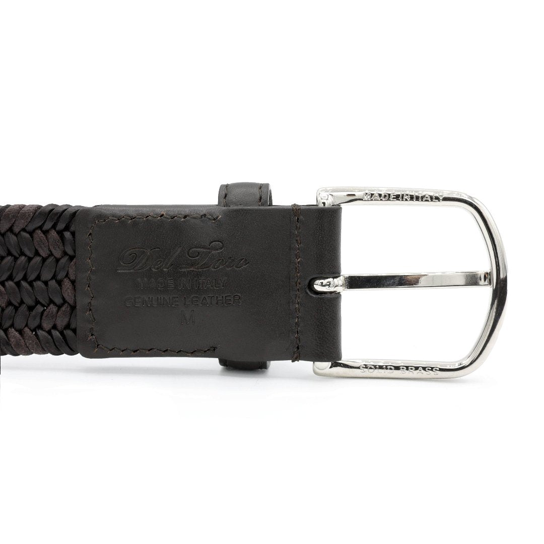 Men's Brown Leather Woven Belt