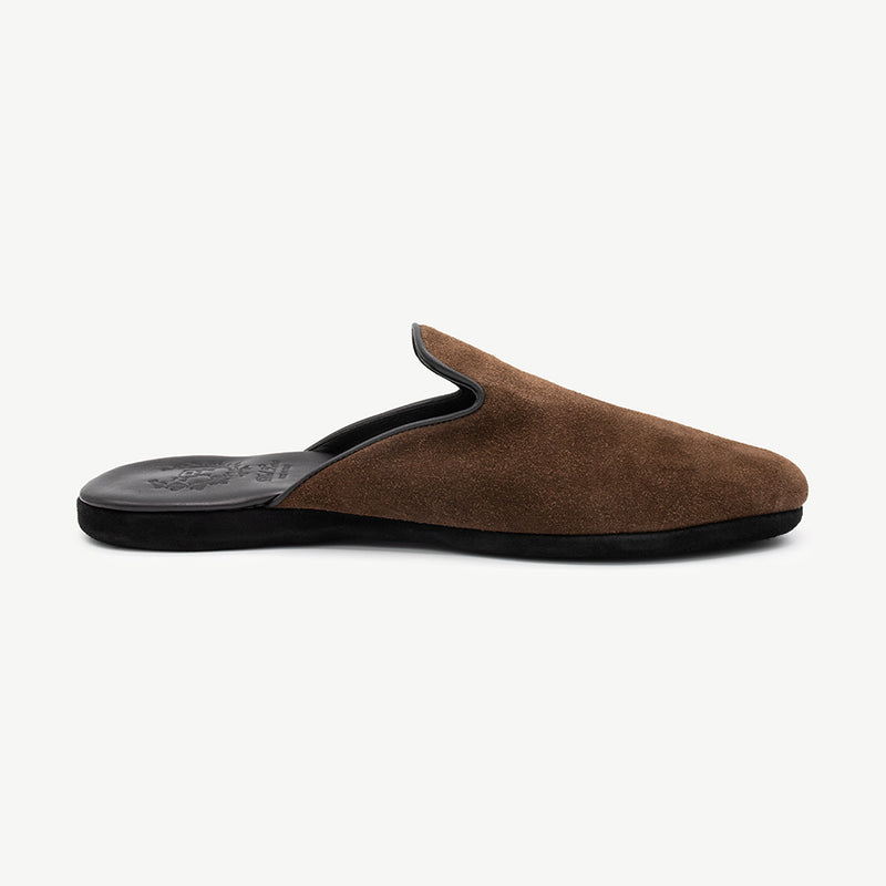 Men's Dark Cognac Suede House Slipper
