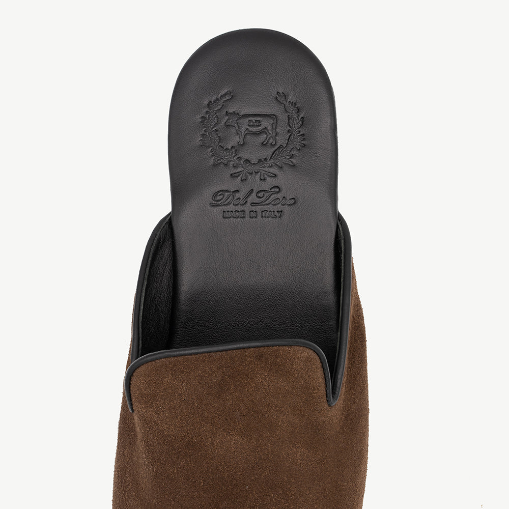 Men's Dark Cognac Suede House Slipper
