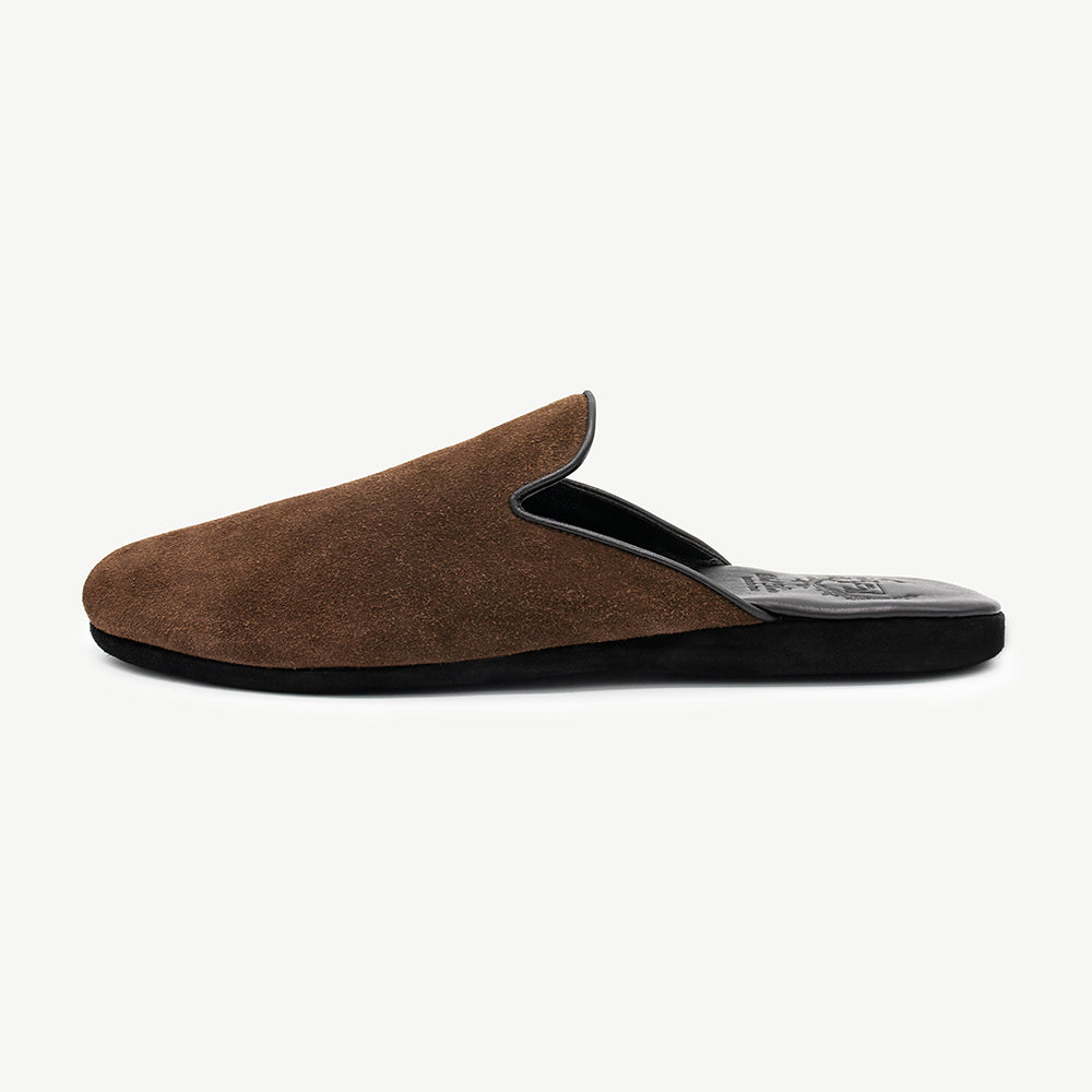 Men's Dark Cognac Suede House Slipper