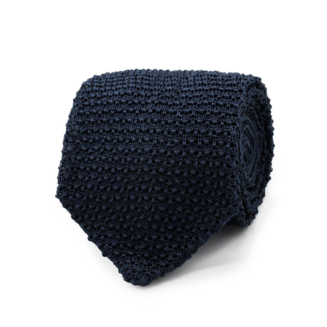 Navy Knitted Silk Tie