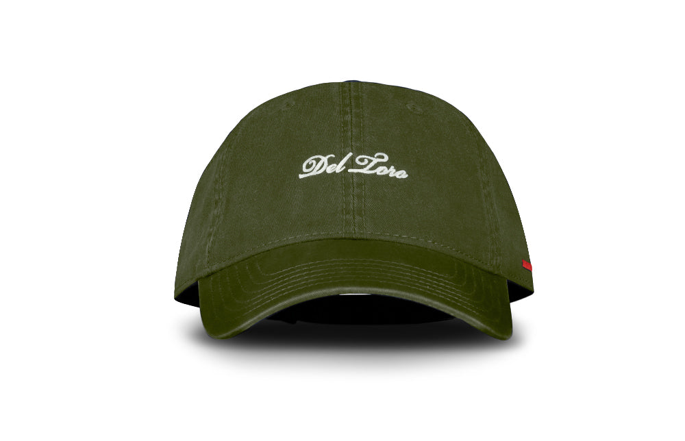 Olive Green Embroidered Cotton-Twill Adjustable Baseball Cap