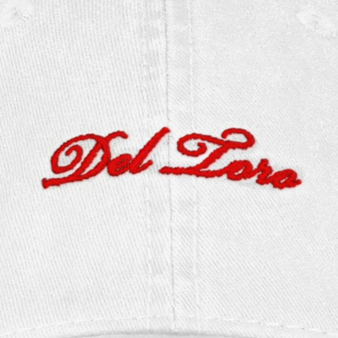 Embroidered Side Stripe Dad Hat - White