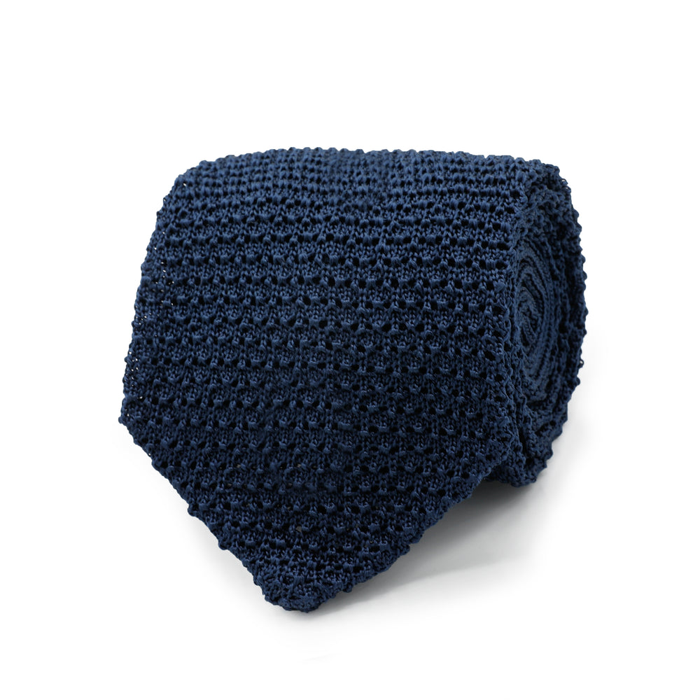Cobalt Knitted Silk Tie – Del Toro Shoes