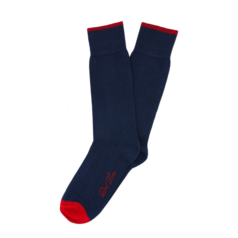 Dark Blue Pima Cotton-Blend Formal Sock
