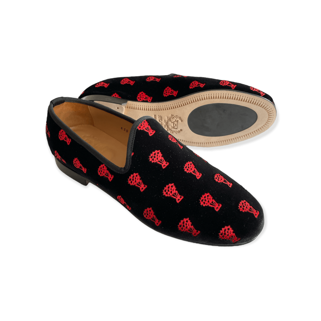 Benihana x Del Toro Women's Red Flower Velvet Slipper II