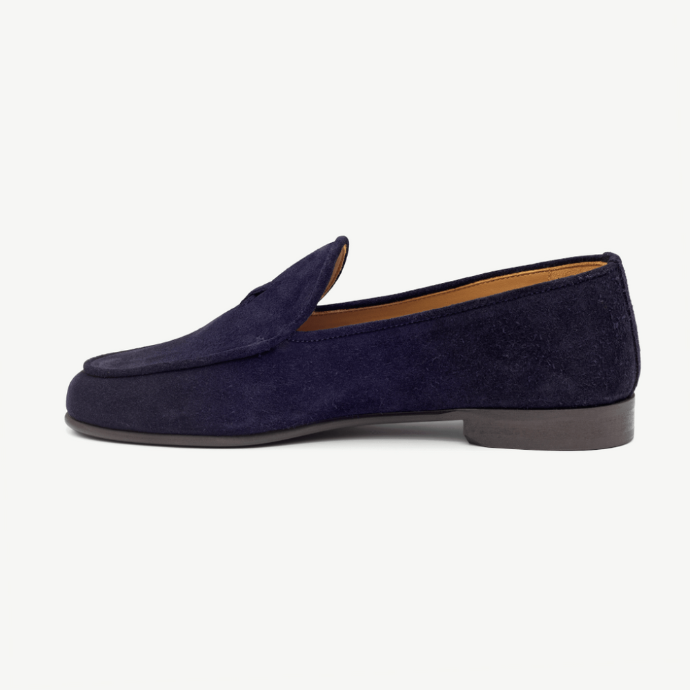 Navy blue 2025 suede loafers womens