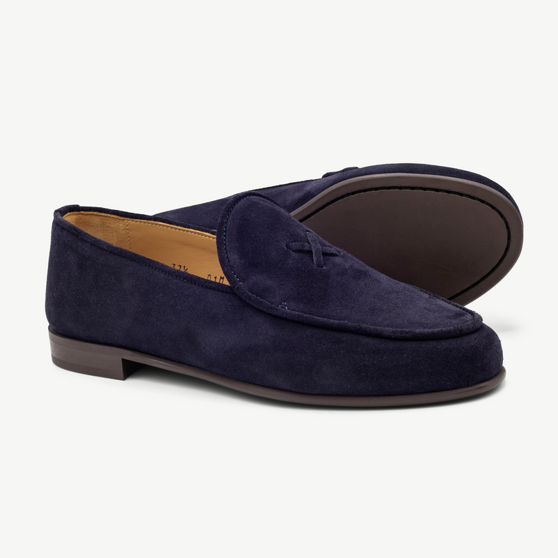 Women's Navy Suede Milano Loafer – Del Toro Shoes