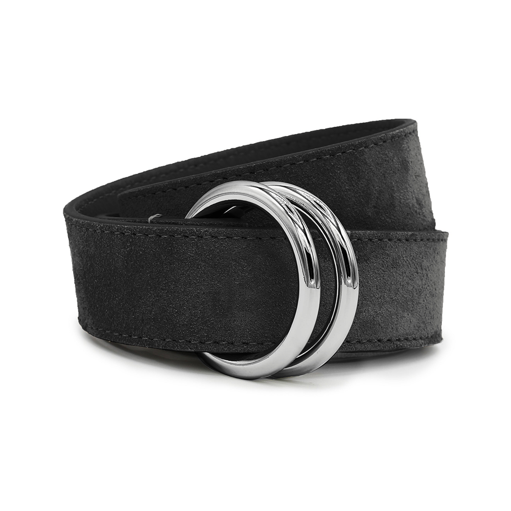 Men's Black Suede O-Ring Belt