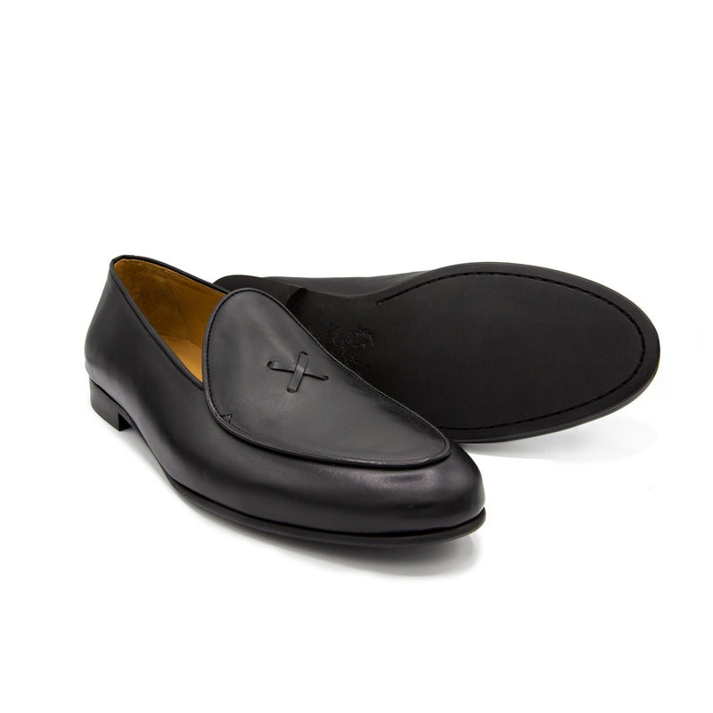 Men's Black Leather Milano Loafer